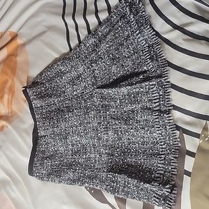 Cynthia Steffe Knee Length Slirt wool grey black white fringe lace bottom